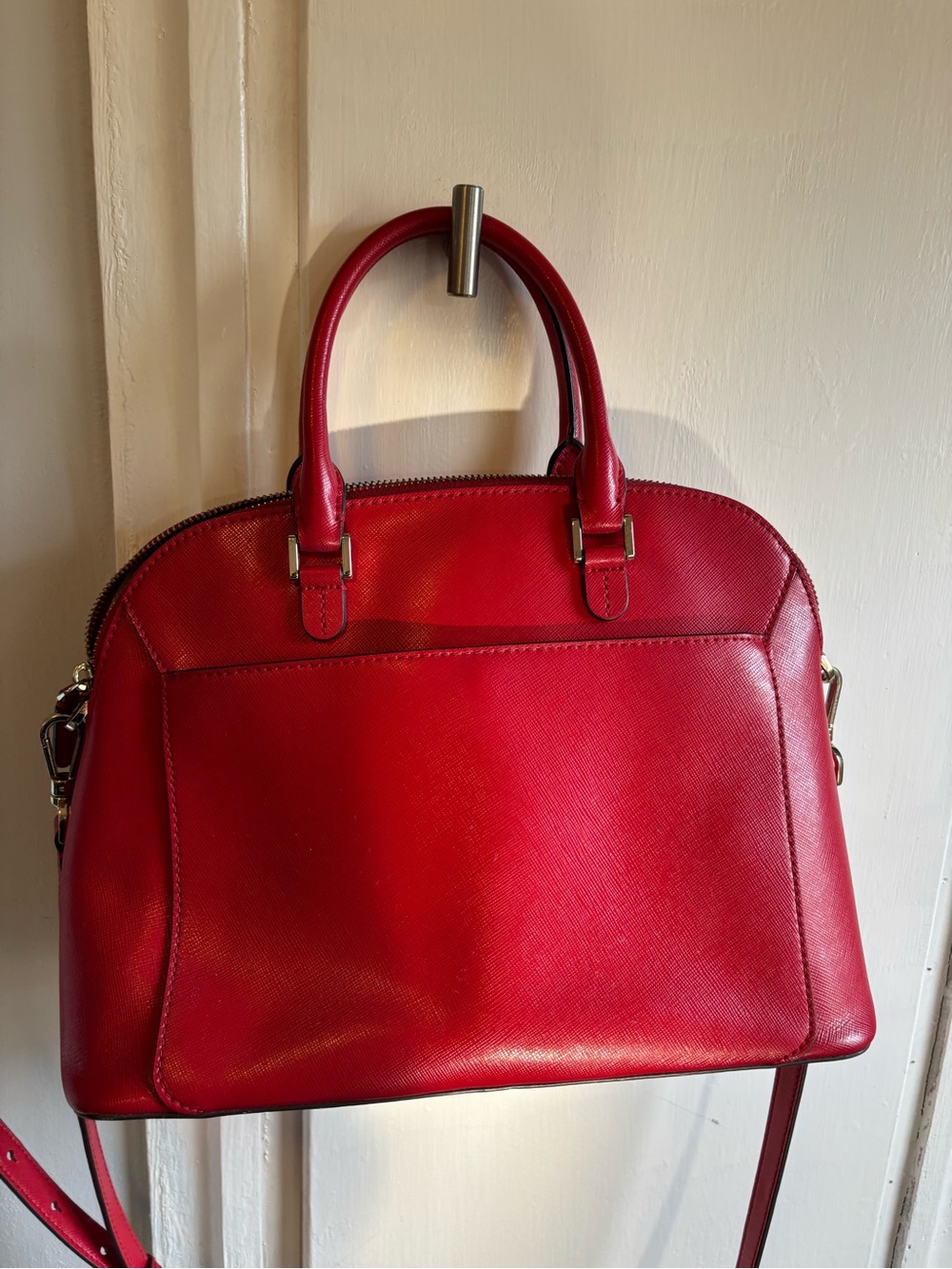 kate spade red Saffiano Dome Satchel - Picture 2 of 9